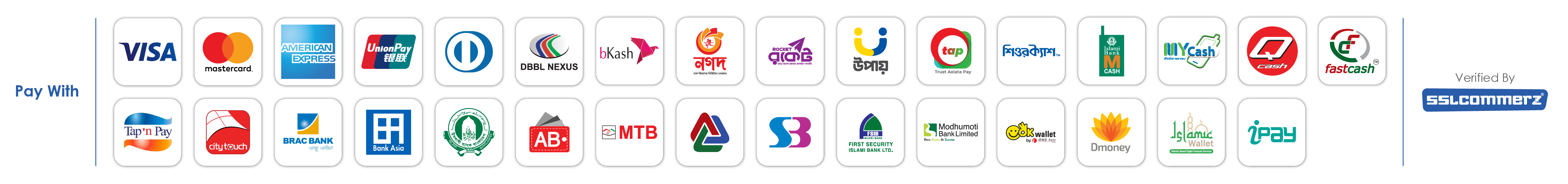 Pay with SSLCommerz — Visa, Mastercard, bKash, Nagad and more